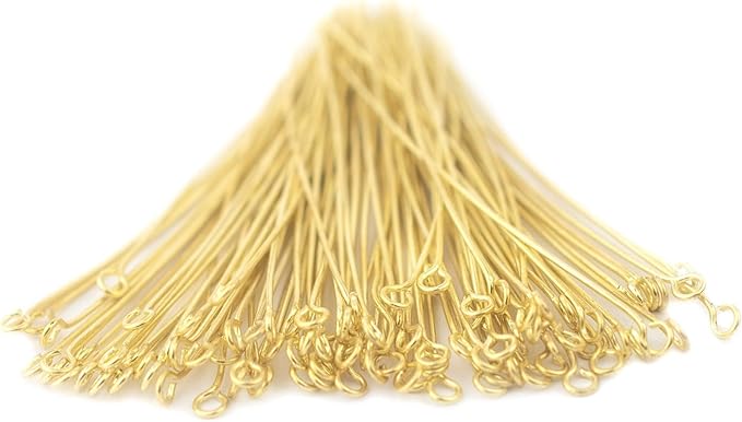 The Bead Chest Gold 21 Gauge 3 Inch Eye Pins (Approx 100 Pieces)