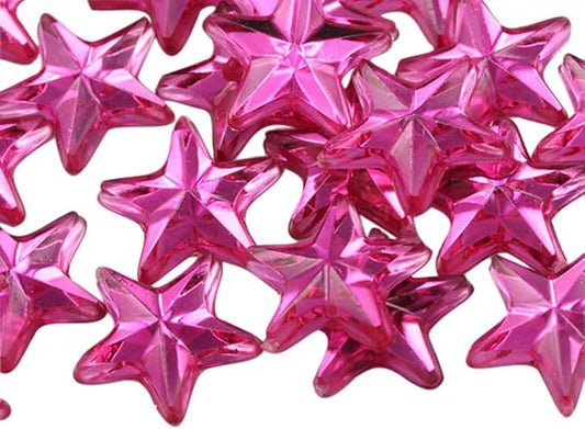 Allstarco Star Rhinestones Embelishments 15mm Flat Back Acrylic Plastic Gems for Jewelry, Crafts, Costumes, Invitations, Cosplay - 35 Pieces (Pink Hot .NAP01)