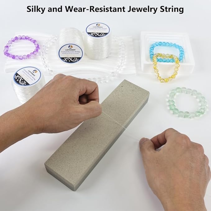 0.8 mm Stretchy Bracelet String, 3 Rolls Durable Elastic String, Clear Bead Cord for Bracelets, Necklaces, Beading, and Jewelry Making (300 m)