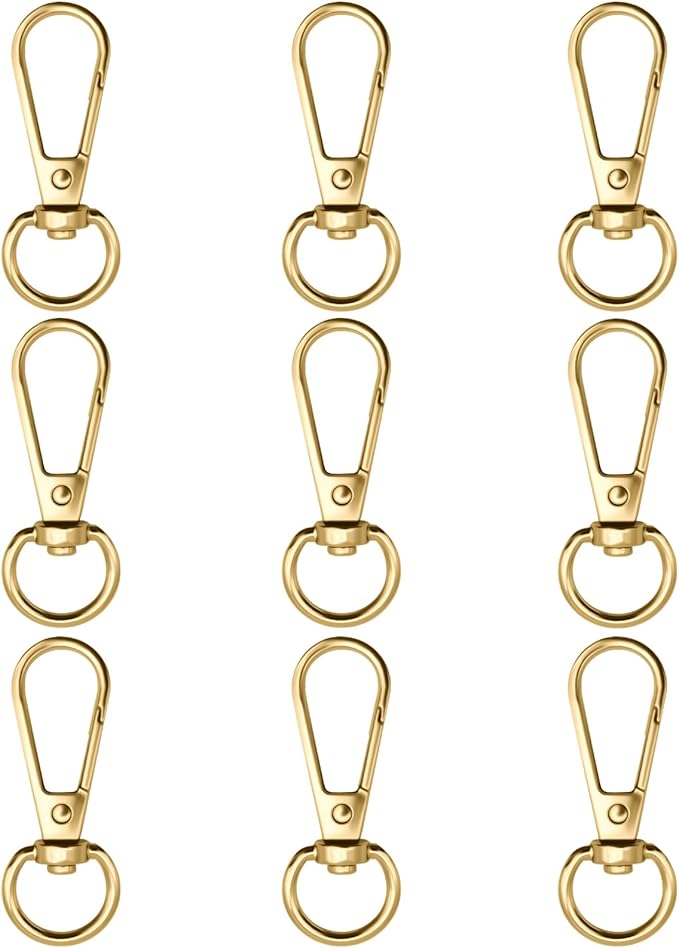 12pcs Swivel Push Gate Snap Hooks Clasps for DIY Crafts Keychain Clip Purse Handbag Making Accessories (Light Gold,Large(46mm))