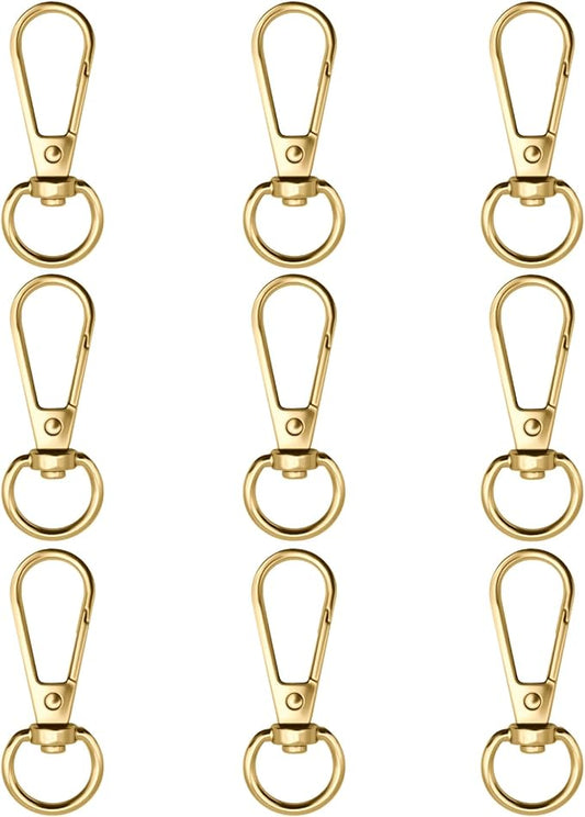 12pcs Swivel Push Gate Snap Hooks Clasps for DIY Crafts Keychain Clip Purse Handbag Making Accessories (Light Gold,Large(46mm))