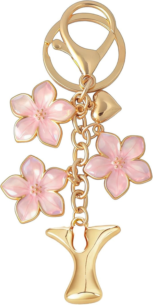 Snycler Bubble Initial Keychain Graceful Flower for bags car remote–A-Z Letter Charms for Women