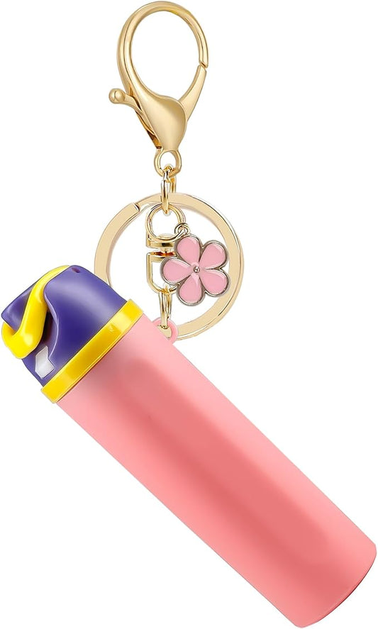 Mini Trendy Bottle Keychain Accessories Compatible with Owala Water Cute Tumbler Cup Chapstick Lip Balm Holder Charms