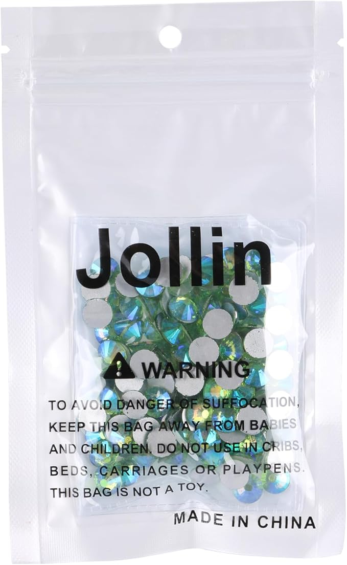 Jollin 144pcs Flatback Rhinestones Glue Fix Crystal Glass Diamantes Gems for Crafting Nail Art Crafts Decorations Clothes Shoes 8.4 mm (ss40, Light-Green AB)