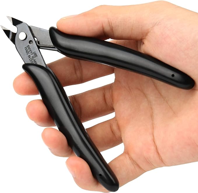 BOENFU BF-170 Precision Wire Cutter Jewelry Zip Tie Cutters Flush Cutters Nippers Small Side Cutting Pliers for 3d Print, Plastic Models, Jewelry, Electronics, Black, 1 Pack