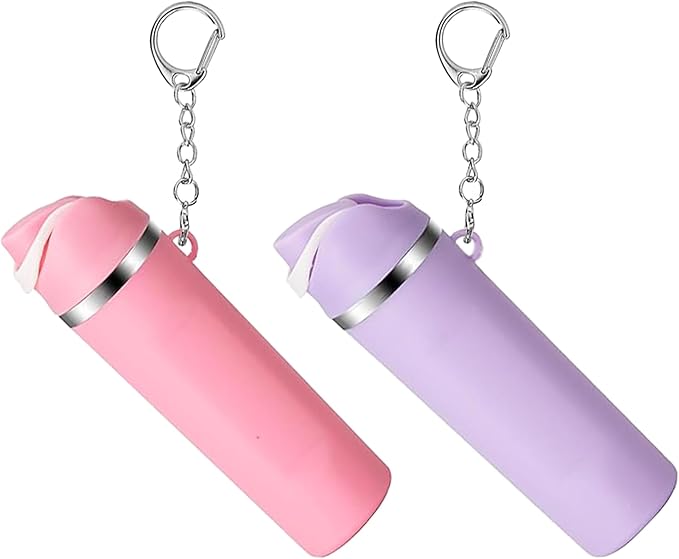 Mini Trendy Bottle Keychain Accessories Compatible with Owala Water Cute Tumbler Cup Chapstick Lip Balm Holder Charms