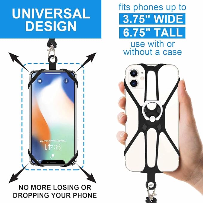 Cell Phone Lanyard Crossbody with Adjustable Neck Strap and Phone Ring Grip,Universal Lanyard for iPhone Lanyards