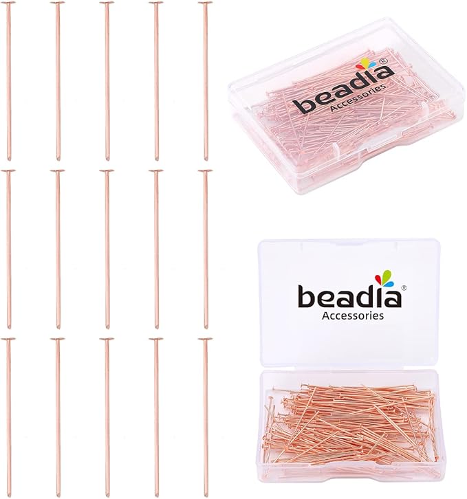 Rose Gold Plated Flat Head Pins Non Tarnish 35mm 200pcs for Jewelry Making Findings