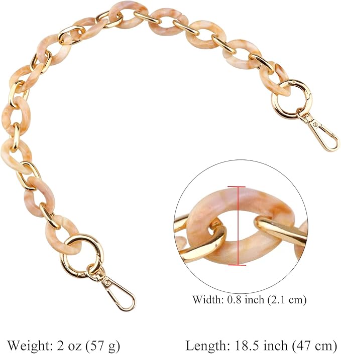 Beaulegan Acrylic Purse Chain Handle Strap Replacement for Handbag or Shoulder Bag Set of 2, 15.8 Inches Long(Glaze Yellowstone/Gold)