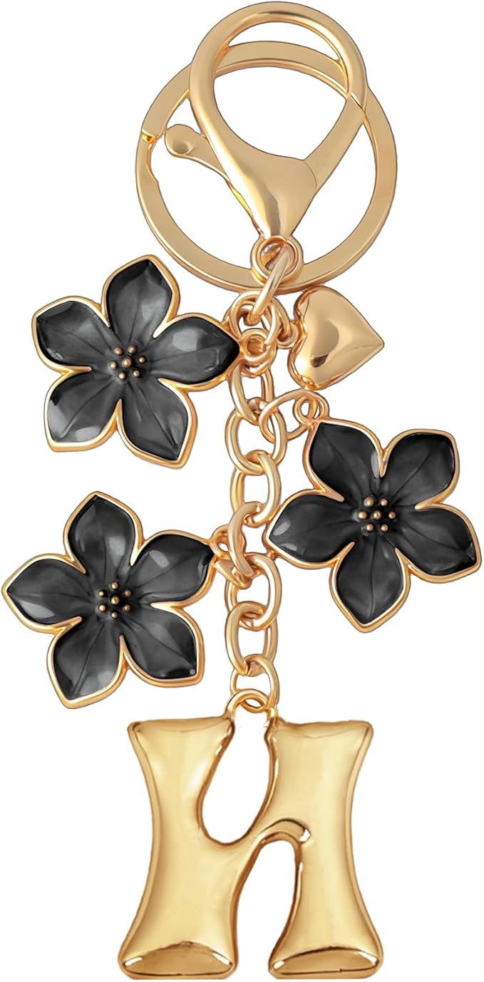 Snycler Bubble Initial Keychain Graceful Flower for bags car remote–A-Z Letter Charms for Women