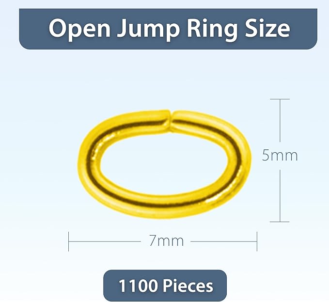 Mandala Crafts 7X5mm Gold Oval Jump Rings Jewelry Findings Metal O Rings for Jewelry Making Supplies - 1100 Small Open Jump Rings Kit for Necklace Earring