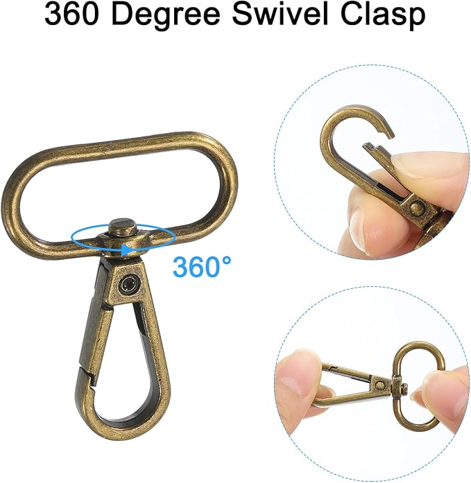 uxcell 12 Pcs Swivel Clasp Hook, 1.26" Purse Snap Clasps Detachable for Bag, Bronze