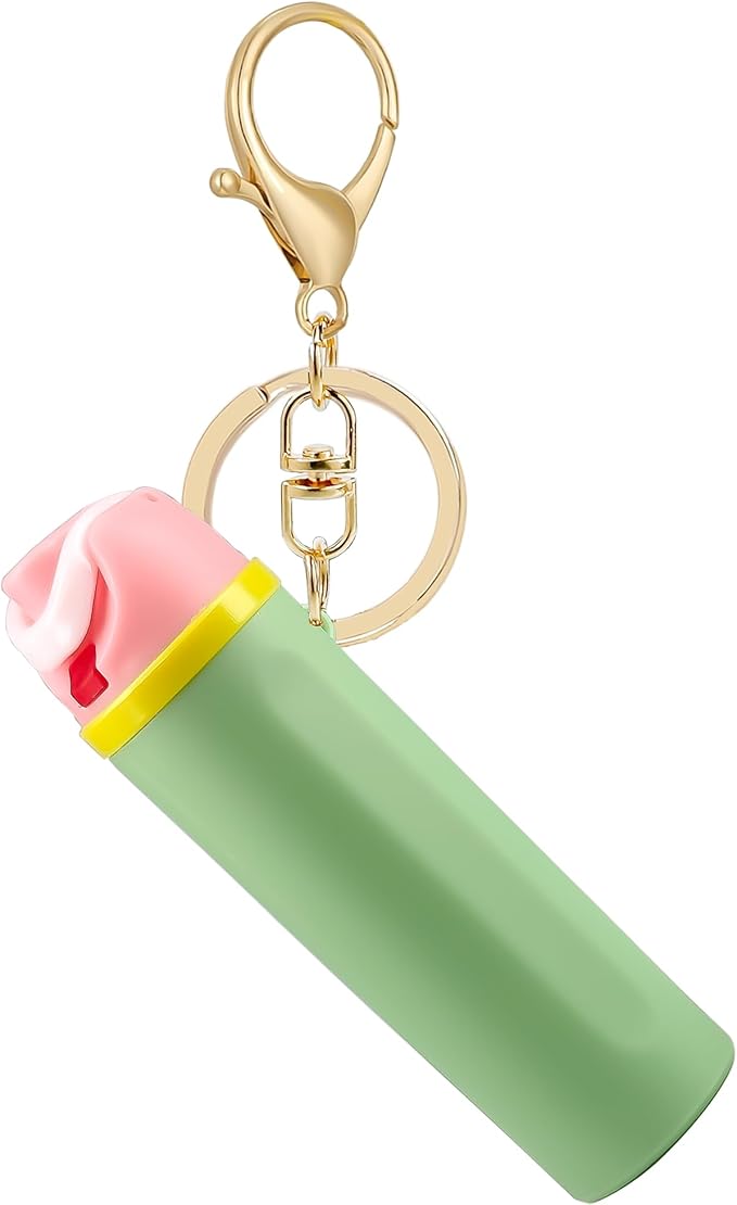 Mini Trendy Bottle Keychain Accessories Compatible with Owala Water Cute Tumbler Cup Chapstick Lip Balm Holder Charms