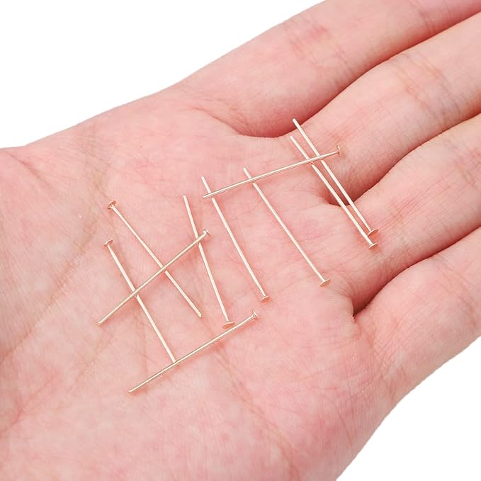 Rose Gold Plated Flat Head Pins Non Tarnish 25mm 200pcs for Jewelry Making Findings