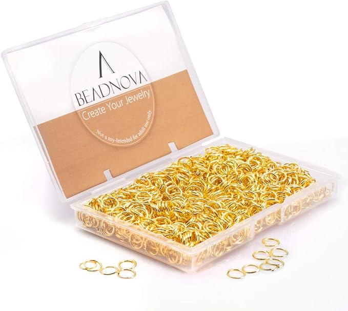 BEADNOVA 7mm Open Jump Rings for Jewelry Making Gold Jewelry Jump Rings for Keychains and Earrings (900Pcs)