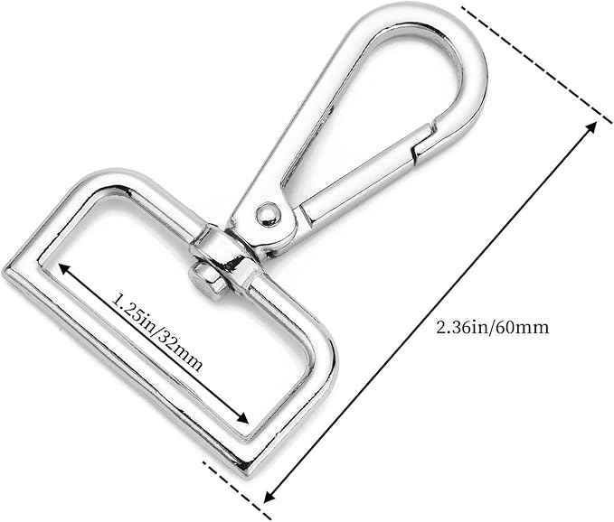 9 Pcs D Ring Swivel Lobster Claw Clasp Push Gate Snap Hooks Trigger Clips for DIY Crafts Keychain Purse Handbag Making,1-1/4 Inch Silver