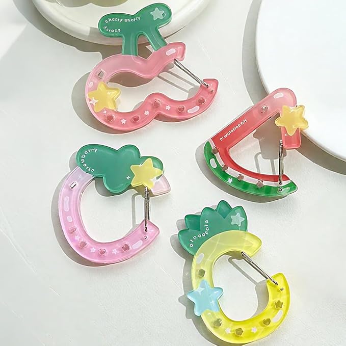 4 PCS Fruit Carabiner Clip for Keys, Cherry Acrylic Carabiner Keychain Accessories Watermelon Snap Hook Cute Keychain Carabiners Pineapple Strawberry Key Ring Clip Key Chain Hooks for Bag Charms
