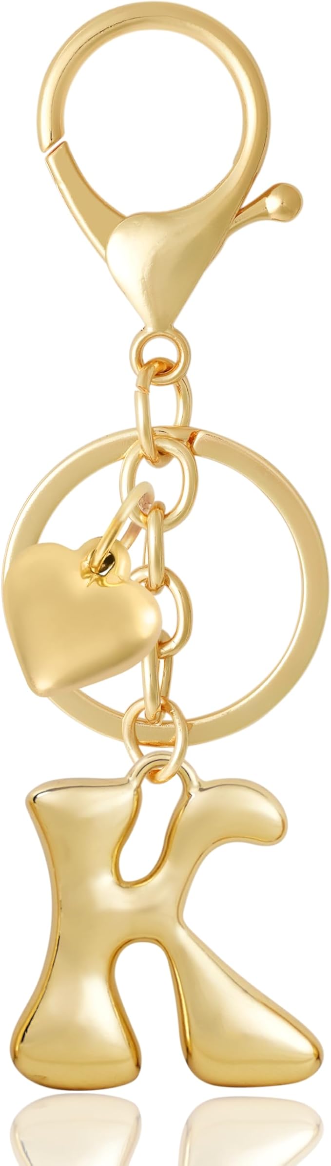 Heart Bubble Letter Keychain for Women, Girls - Cute Keychain with Initial - Alphabet Keychain for Bag Charm, Handbag