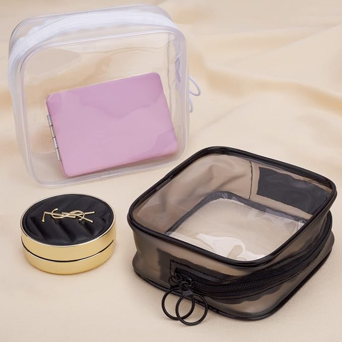 LYroo Small Makeup Bag Clear Mini Makeup Zipper Pouch Makeup Bag Small Cosmetic Bag for Purse Essentials Items Women Coin Purse Aesthetic Stuff（2 Pack