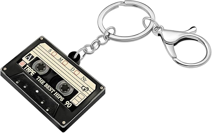 WEVENI Retro Acrylic 80s 90s Cassette Tape Keychains for Women Teen Girls Birthday Vintage Themed Party Accessories Charms
