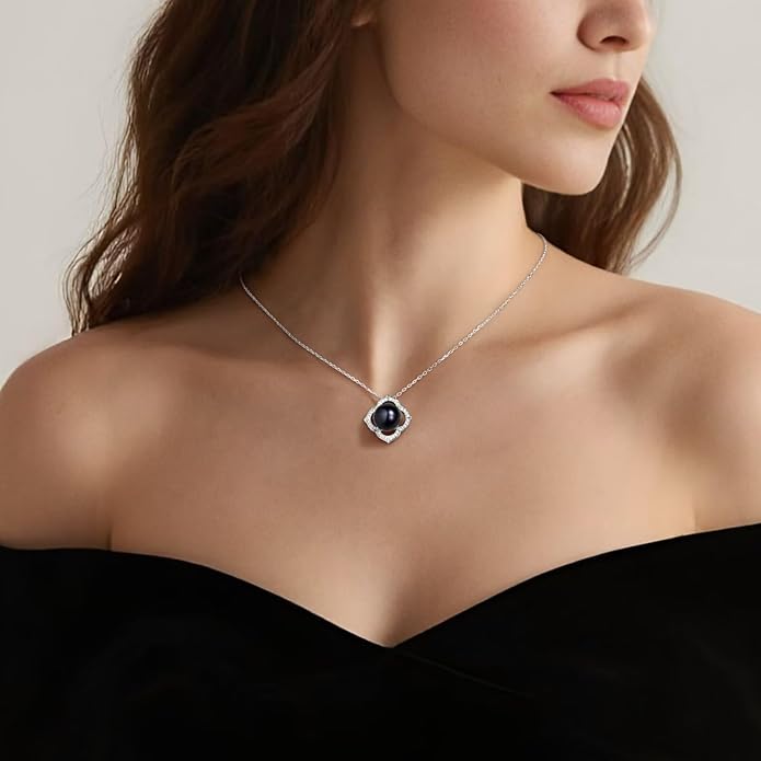 Iefil Valentines Day Gifts for Her - 10-11mm Tahitian Black Pearl & Fresh Water Pearl Necklace, Anniversary Birthday Gifts for Wife Girlfriend | Pearl Necklaces Gift for Her