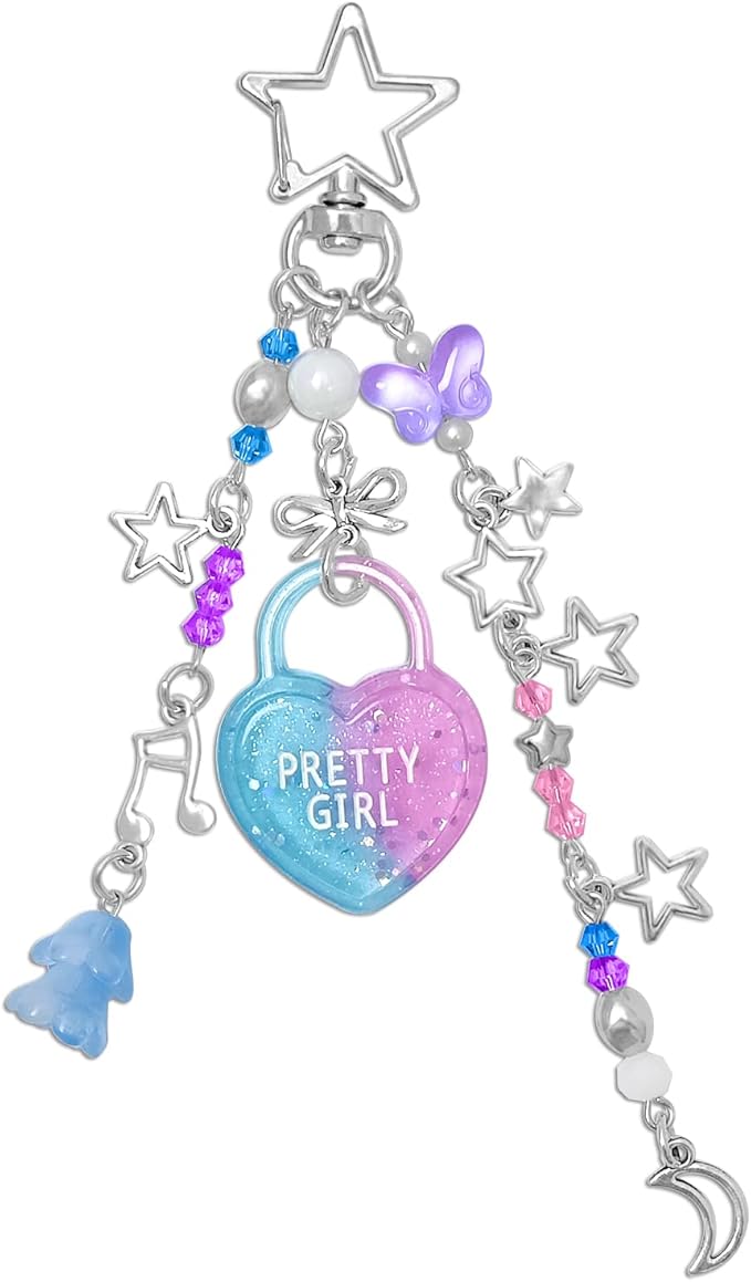 Y2K Aesthetic Keychains for Women Cute Flowers Star Cake Jellyfish Keychins Charms Kawaii Bag Purse Decor