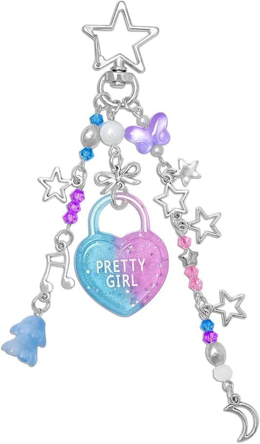 Y2K Aesthetic Keychains for Women Cute Flowers Star Cake Jellyfish Keychins Charms Kawaii Bag Purse Decor