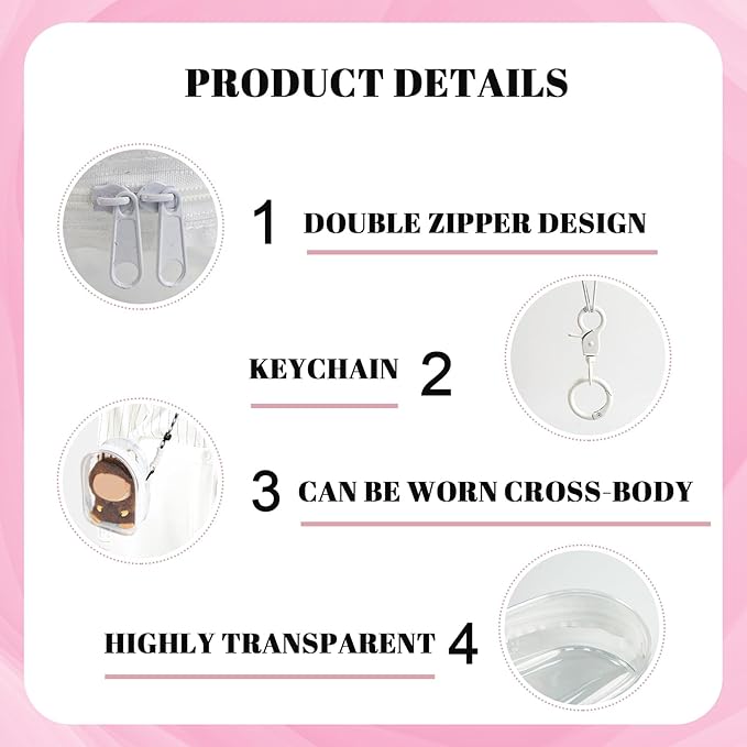 Protective Case for Plush Doll, Clear Hanging Display Cases, Crossbody Doll Storage Bag, PVC Storage Case Cover for Figures, Dolls (White)