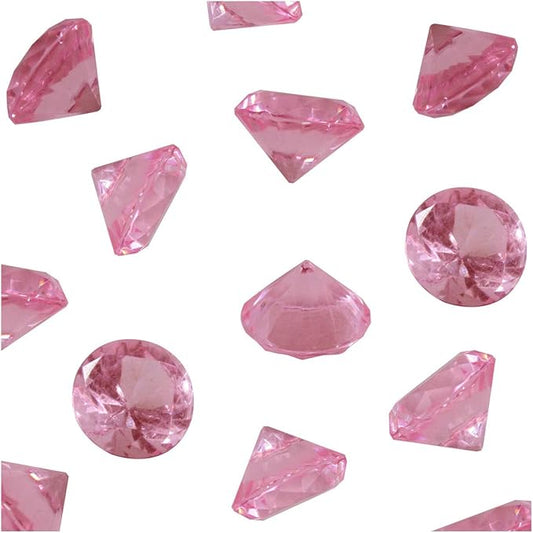 Pink Acrylic Diamond Vase Fillers 1 Pound - 240 pcs 3/4 Inch Wedding Party Event Banquet Birthday Decoration Crystals Gem Table Scatters (Pink, 240 pcs)