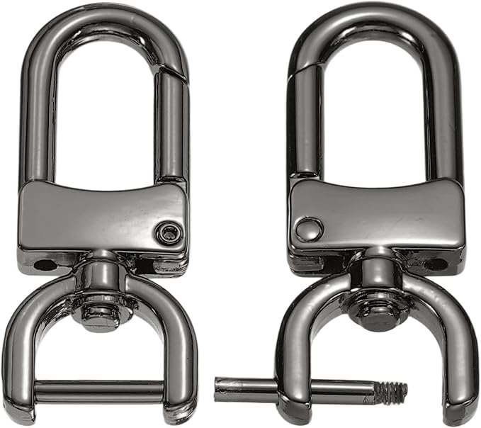 PATIKIL 1/2 Inch Swivel Clasp Hooks, 2 Pcs Detachable Snap Hook with Screw Bar, Swivel Lobster Claw Clasps for Bag Strap Replacement Purse Lanyard DIY Craft Hardware, Black