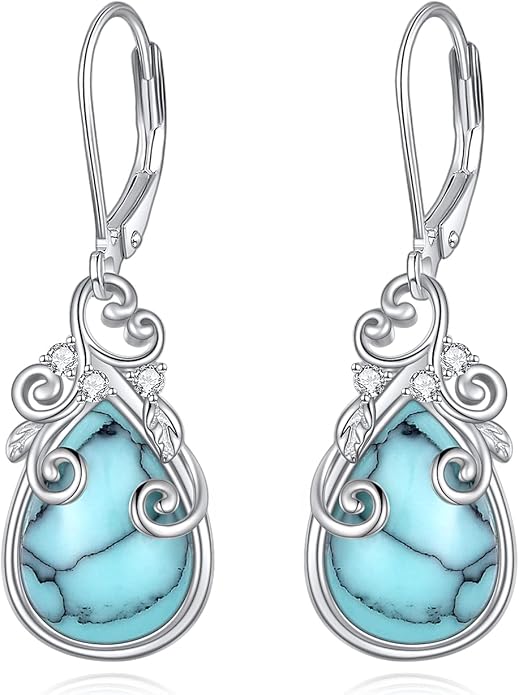 POPLYKE Celtic Filigree Teardrop Drop Dangle Earrings Sterling Silver Leverback Earrings Jewelry for Women