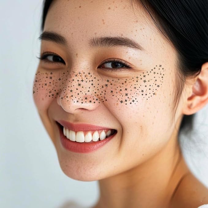 Fake Freckles Face Tattoo Star Glitter Freckles Sparkle Makeup Patches Face Glitter Speckles Patches for Women