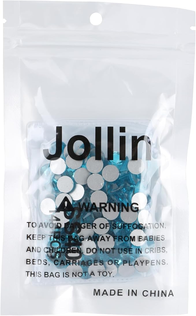 Jollin Glue Fix Crystal Flatback Rhinestones Glass Diamantes Gems for Crafting Nail Art Crafts Decorations Clothes Shoes 8.4mm (ss40 144pcs, Aquamarine)