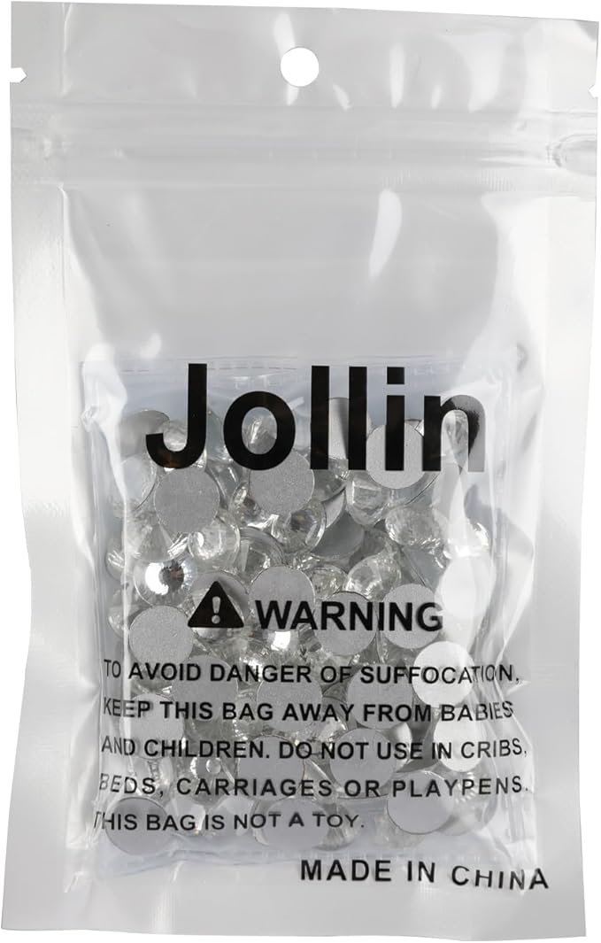 Jollin 144pcs Glue Fix Crystal Flatback Rhinestones Glass Diamantes Gems for Nail Art Crafts Decorations Clothes Shoes 10.0mm (ss50, Crystal)