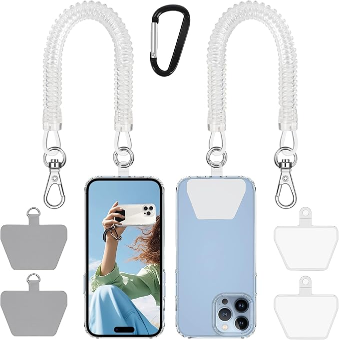Doormoon Phone Lanyard Leash with 4 Patch, 2* Phone Tether, 4* Phone Tether Tab, 1* Carabiner for Climbing Outdoor Hiking Cycling Skiing Compatible for Smartphones Keys