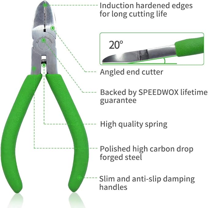 SPEEDWOX Mini Diagonal Pliers Thin Precision Wire Cutters 4-1/2 Inches Small Plastic Nippers Micro Side Cutters Fine Side Cutting Pliers Professional Jewelry Making Tool Beading Hobby Craft DIY