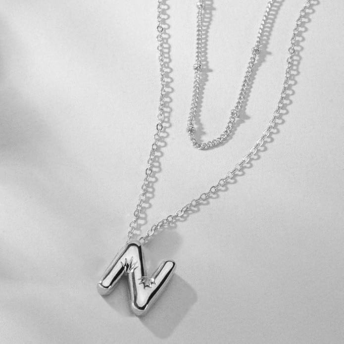 PANSHI Gold Initial Necklaces Gifts for Teen Girls Women Girlfriend Teen Girl Gifts Trendy Stuff Layered Bubble Letter Necklace Gold Jewelry Birthday Gift