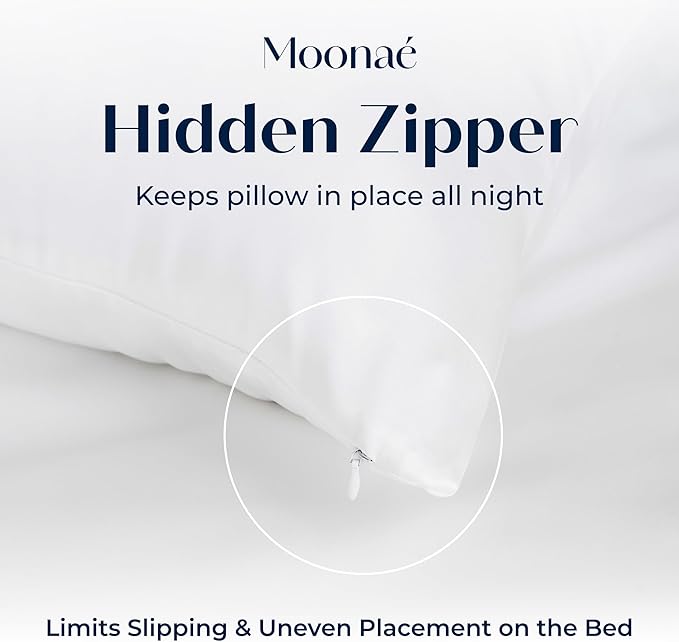 Moonaé Mulberry Silk Pillowcase – Pure Silk Pillow Cover for Healthier Hair & Smoother Skin – Soft, Breathable and Temperature-Regulating, Luxurious Silk Case Colors White-S