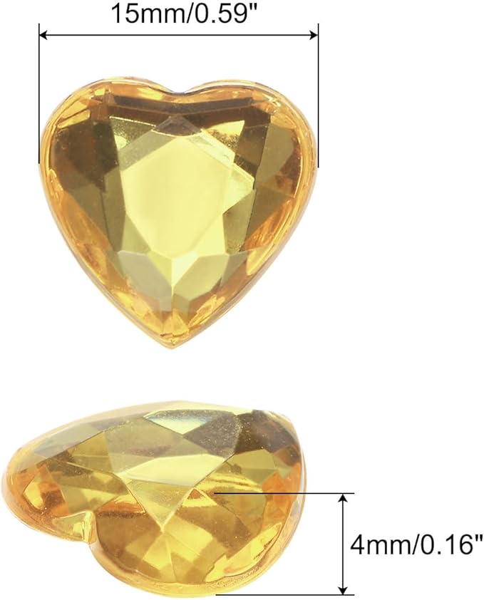 MECCANIXITY 40 Pcs Acrylic Heart Rhinestone 15mm Flat Back Plastic Gems Jewelry Stickers for Craft Bead Face Painting Costume Jewelry Making, Light Brown