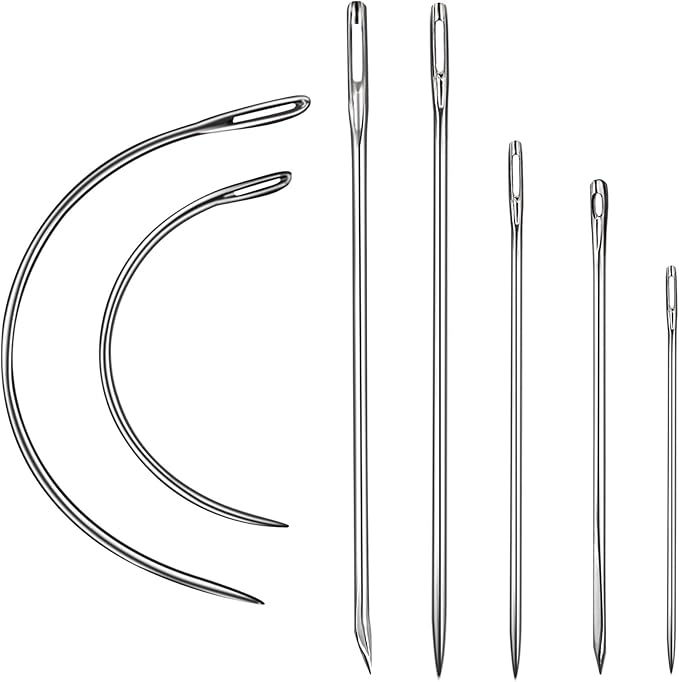 Heavy Duty Hand Sewing Needles Kit, 28 PCS Leather Sewing Needles with 20 Leather Hand Sewing Needle and 8 Curved Needle for Home Upholstery, Leather Needles for Hand Sewing, Carpet Canvas Repair