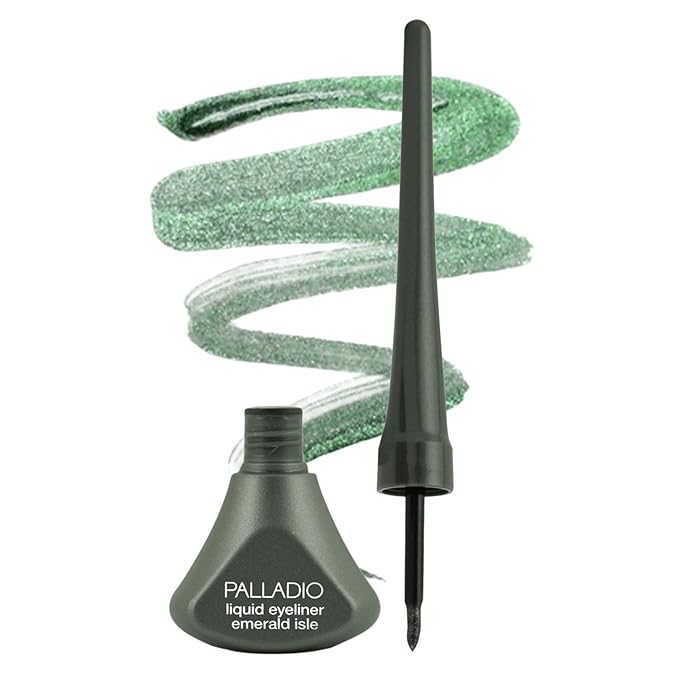 Palladio Liquid Eyeliner, Highly Pigmented and Waterproof Eyeliner, For Intense Eye Definition, Smear-proof Eyeliner Liquid, Includes Easy Grip Wand and Felt Tip Eyeliner Applicator, Emerald Isle