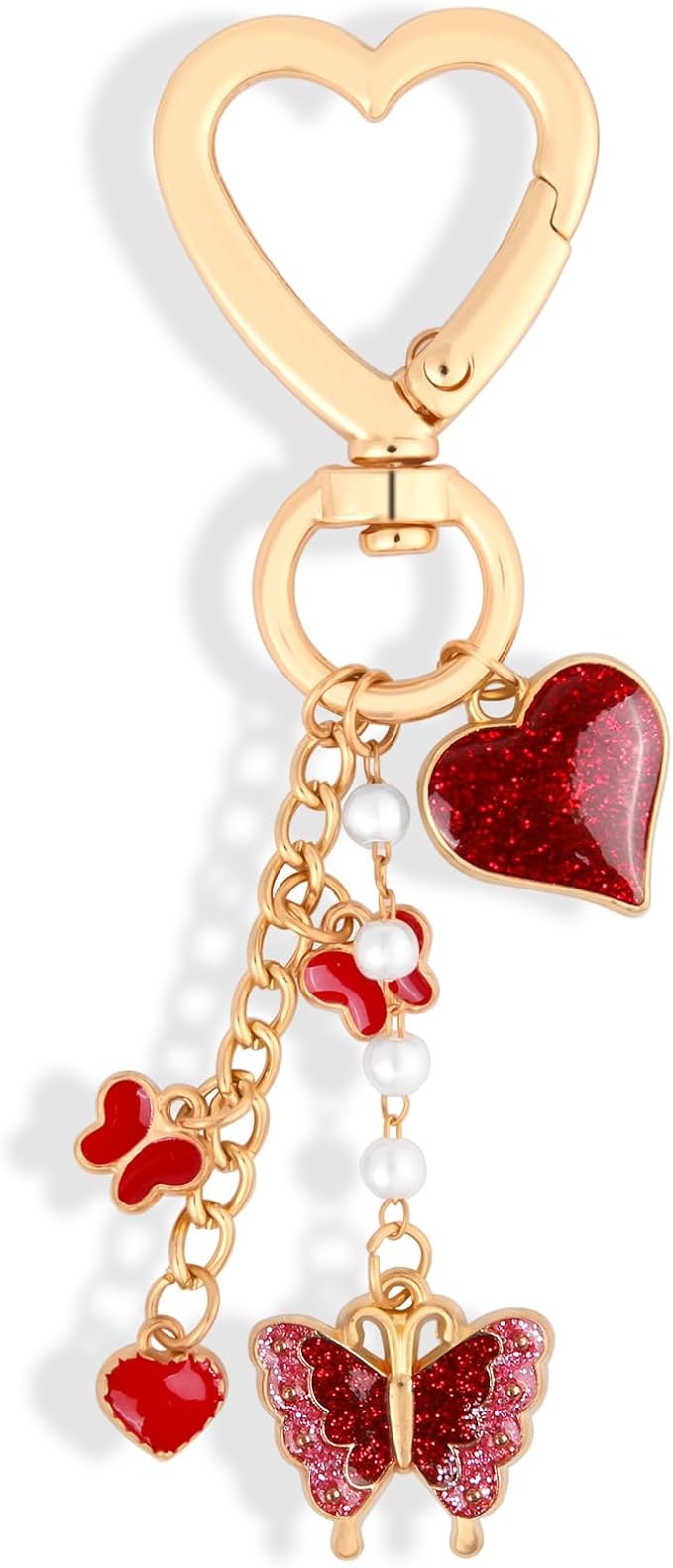 Y2K Keychain Set Heart Butterfly Pearl Flower Bag Charms,Cute Aesthetic Accessories for Women Gifts Keys Bags Purse