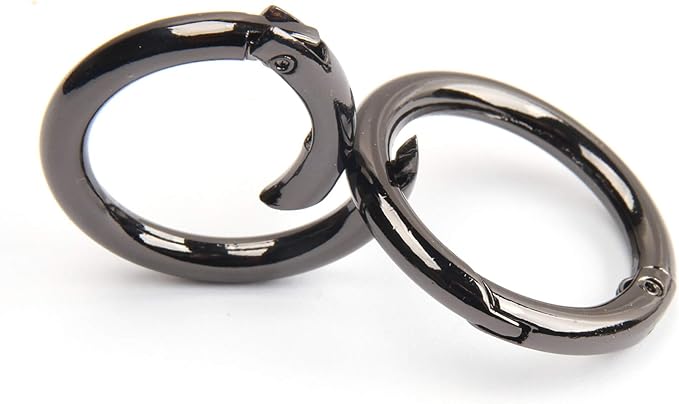 12pcs Trigger Spring O Rings Round Carabiner Clip Snap for Keyrings Buckle, Bags,Purses (Gun Black, 1 1/4 inch)