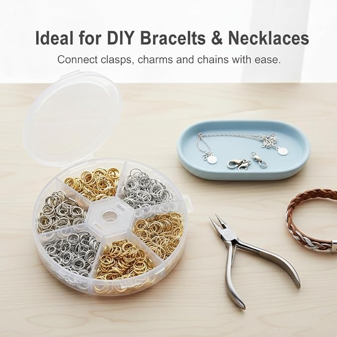970Pcs O Ring Connectors for Jewelry Making - Metal Open Jump Rings Set in 4mm/5mm/6mm/7mm/8mm/10mm - DIY Jewelry Findings & Craft Supplies