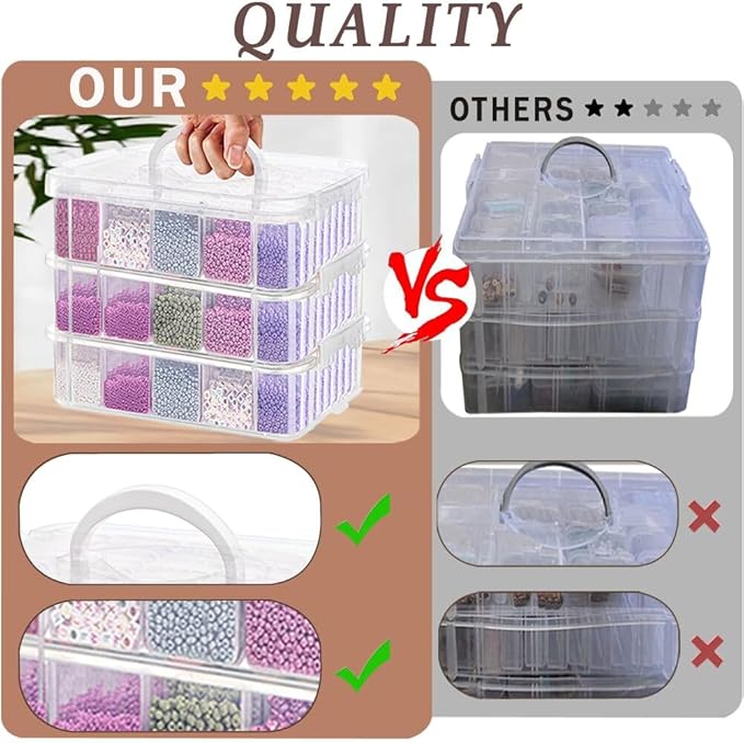 131pcs Bead Storage Container,4Tier-Bead Organizer Boxes And Craft Storage Boxes, Storage Stackable portable box,DIY Jewelry Craft Nails, Bracelets, Jewelry, Diamonds, Pens, (4Tier)