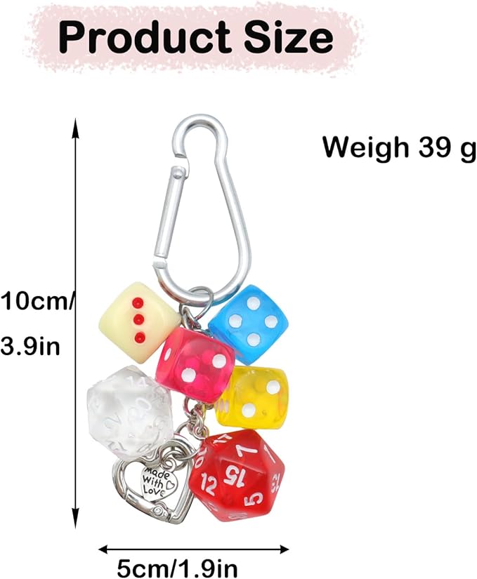 8 Ball Dice Keychain, Y2k Dice Purse Bag Charm with Cherry Star Heart Handbag Accessories for Women Men