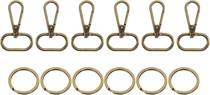 uxcell 12 Pcs Swivel Clasp Hook, 0.98" Purse Snap Clasps Detachable for Bag, Bronze