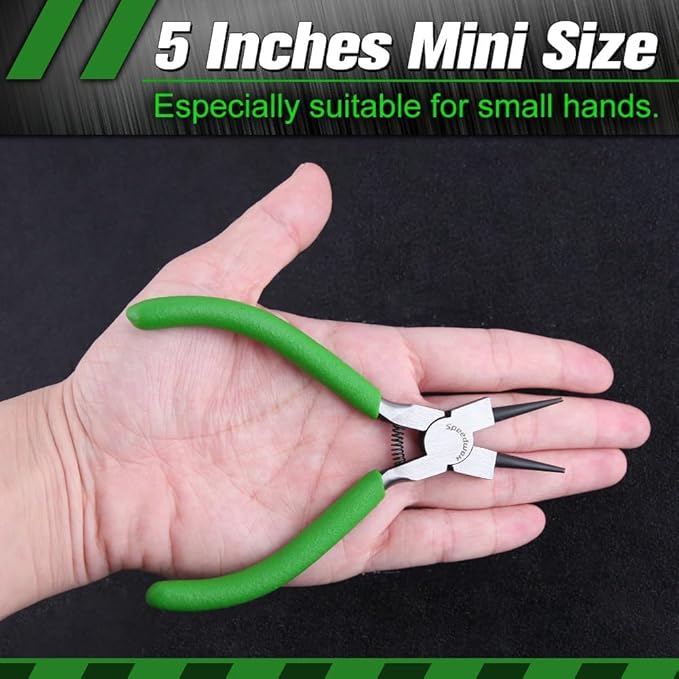 SPEEDWOX Mini Round Nose Pliers for Jewelry Making - 5 Inch Small Wire Looping Pliers with Tapered Jaw and Micro Fine Precision Tips - Professional Beading and Craft DIY Tools