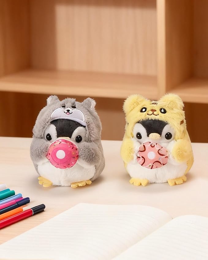 Penguin Plush Keychain Cute Stuff Cosplay Costume Change Clothing Donut Frog Unicorn Shiba Inu Bunny Tiger keyring
