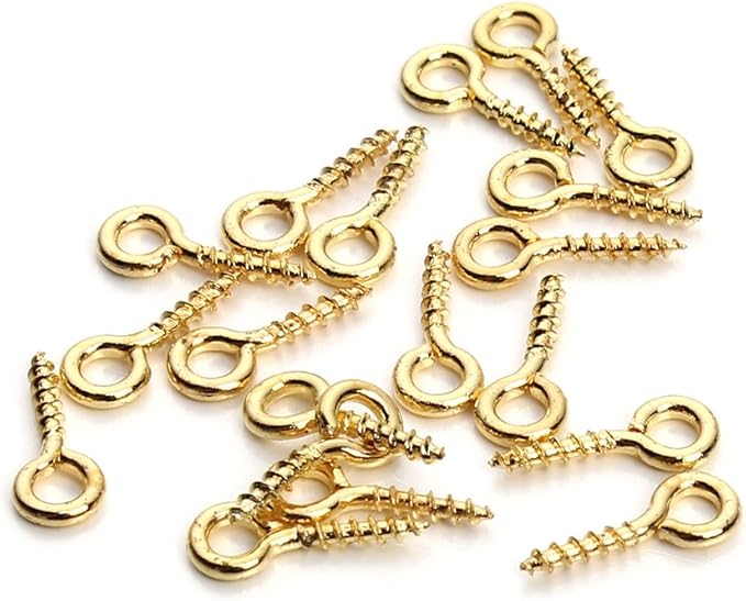 Metal Screw Eye Pins Hooks 4X10mm Heavy Duty Screw Eye Pins for DIY Jewelry Making Red Copper Plated Eye Bolt Arts & Crafts Project 200 Pcs/lot